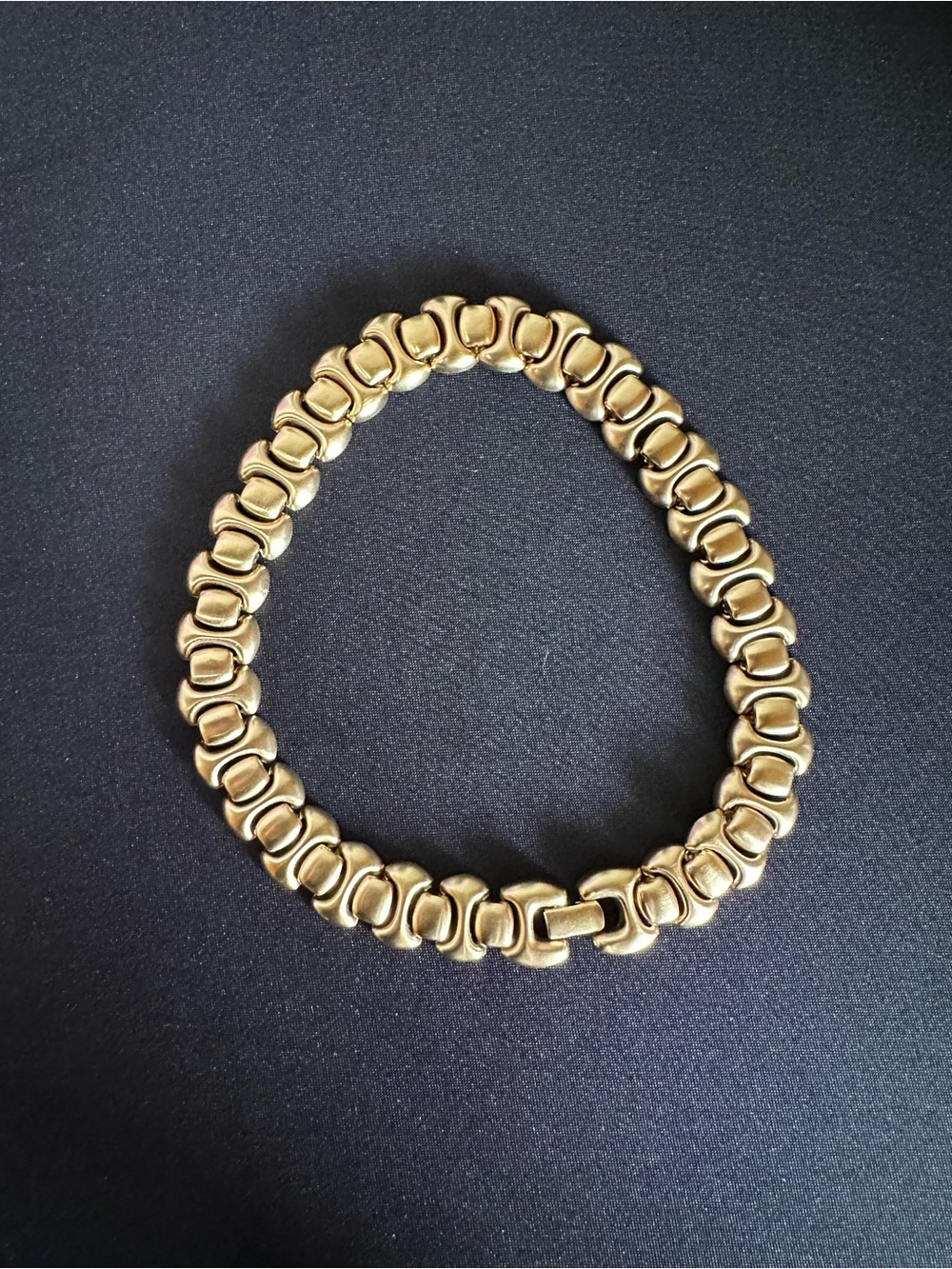 Vintage Monet brushed gold bib choker necklace